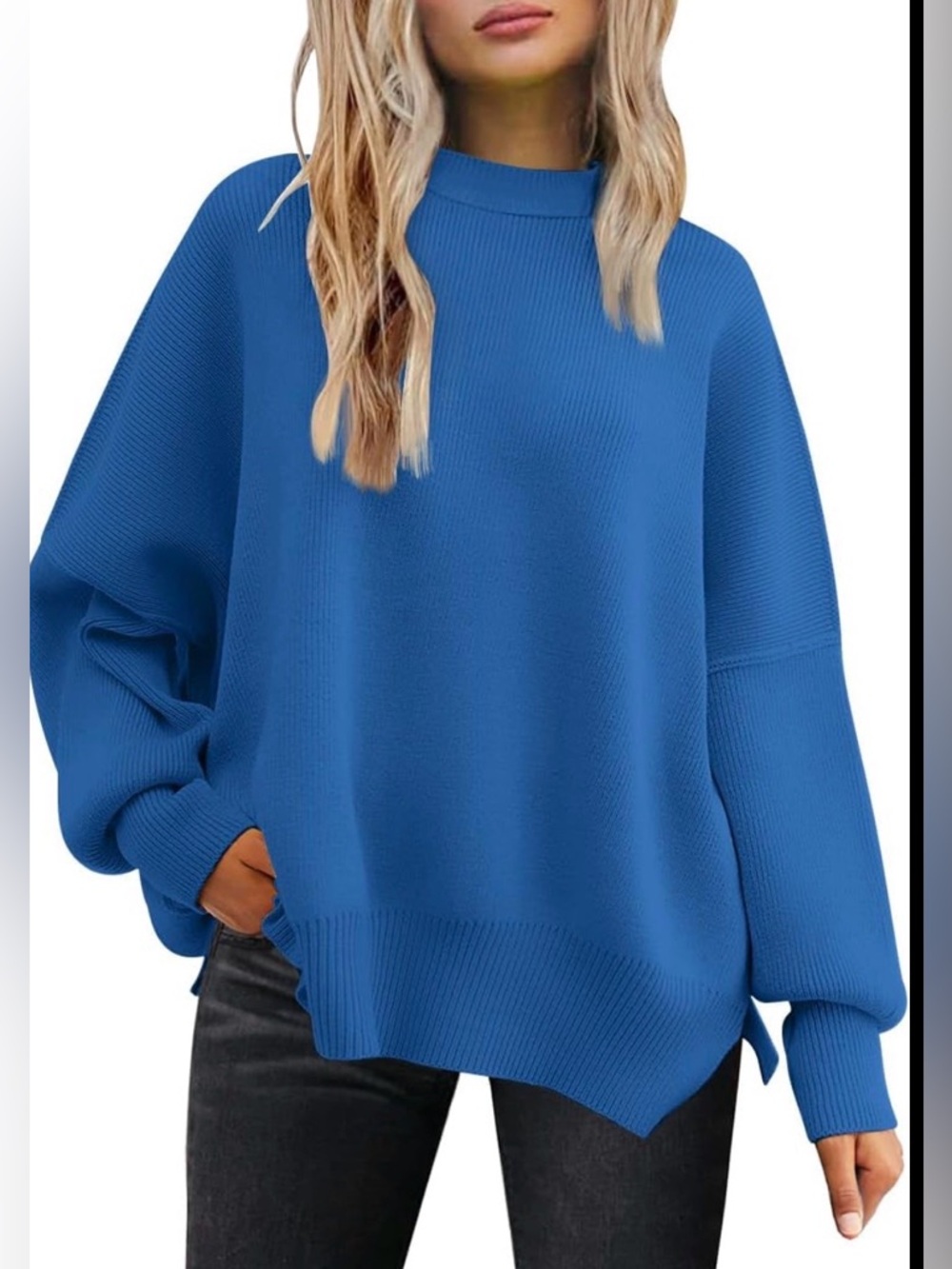 LILLUSORY Women's Oversized Batwing Sweater SIZE S Blue NWT